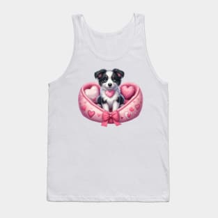 Valentine Border Collie Dog in Bed Tank Top